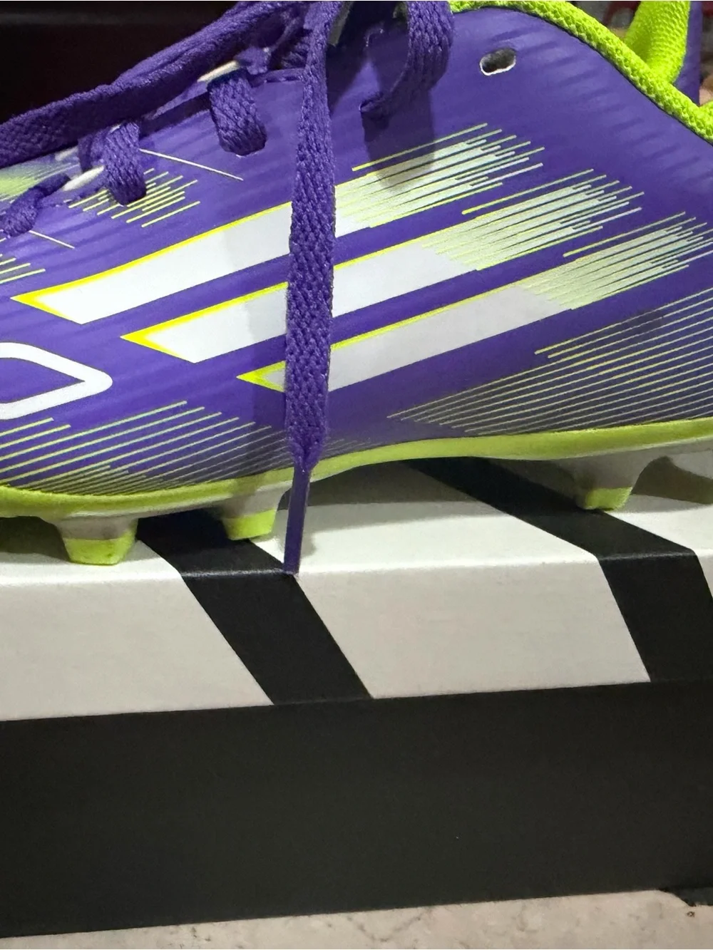 adidas Neon Yellow and Purple Soccer Cleats